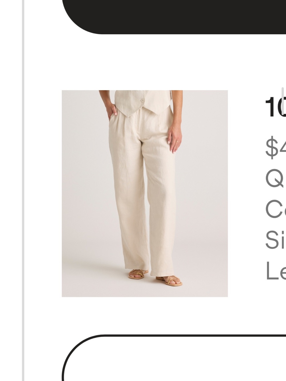 Quince sand color pleated Linen Trousers women’s size 10